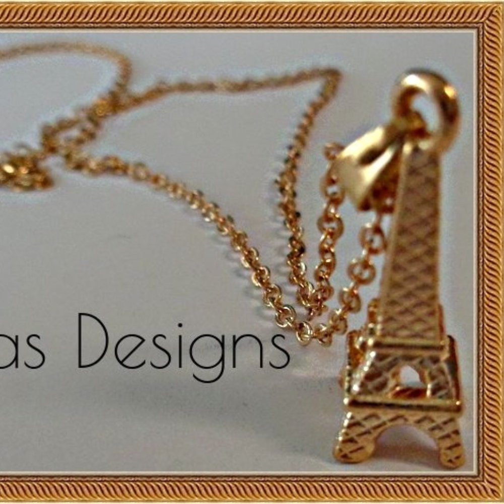 Gold Tone Eiffel Tower Design Necklace